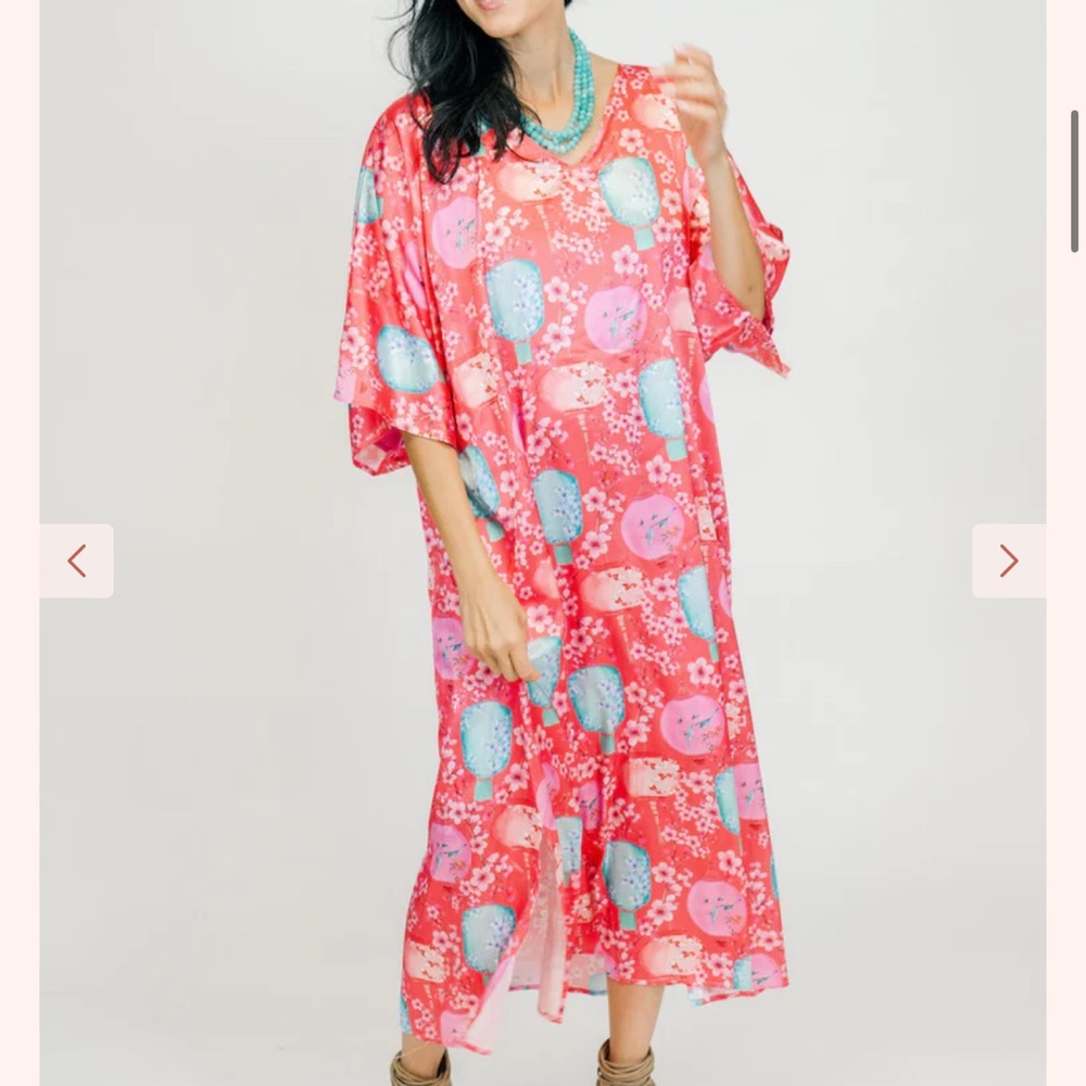 Floral Pink Kaftan Dress